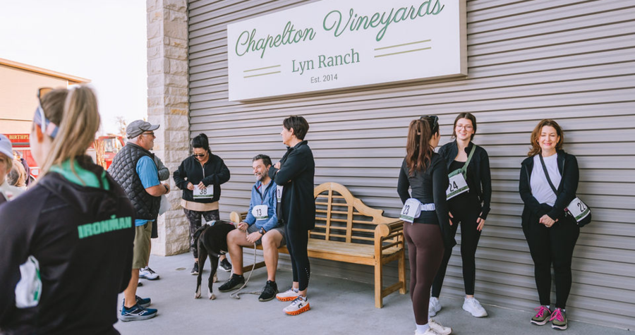 Runners participating in Chapelton Vineyard Charity 5K in Washington Texas.